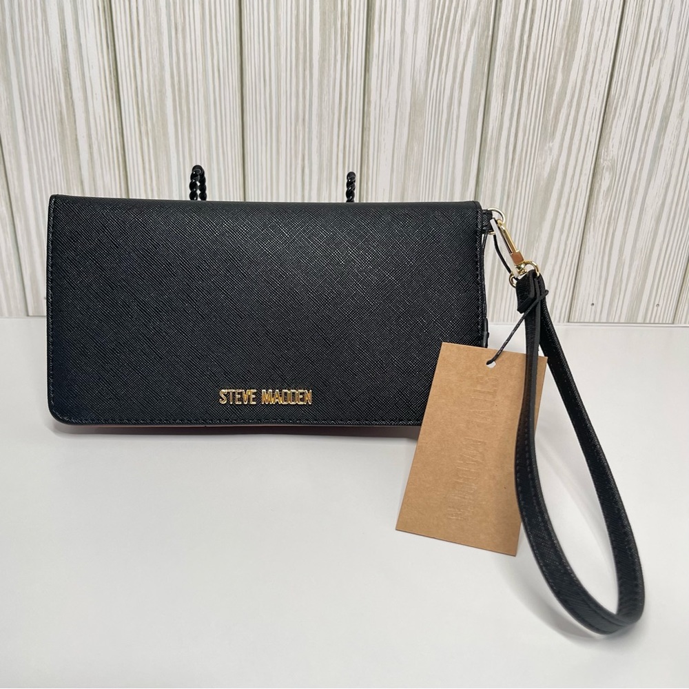 Steve Madden BDaisy Multi Flap Wallet-Slim Profile-Black-NWT